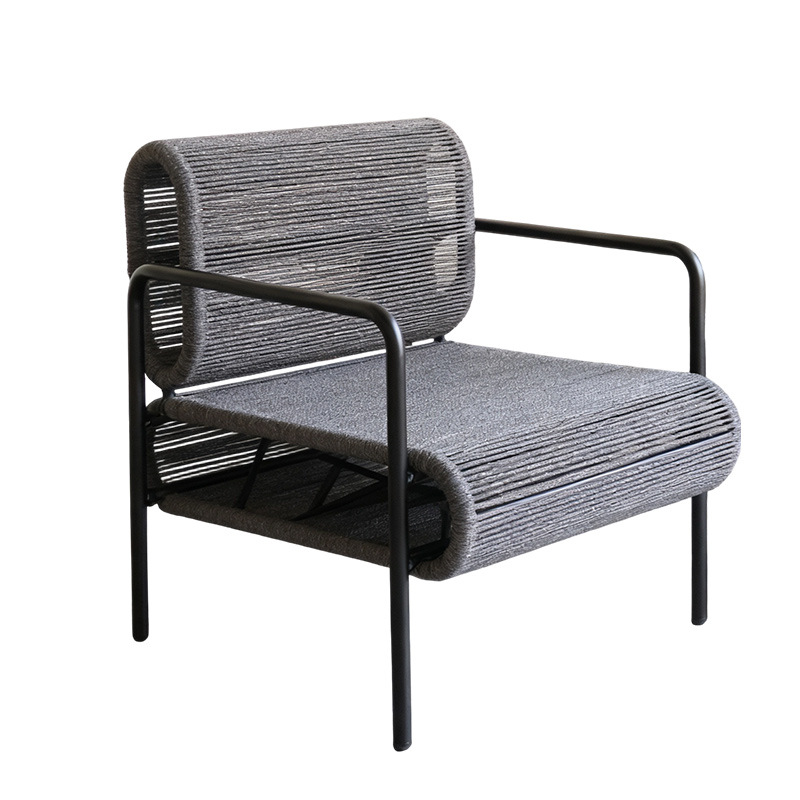 Balcón al aire libre silla de tela de caña terraza jardín villa de tela de cuerda silla de ocio sala de sol silla de caña ocio sofá combinación