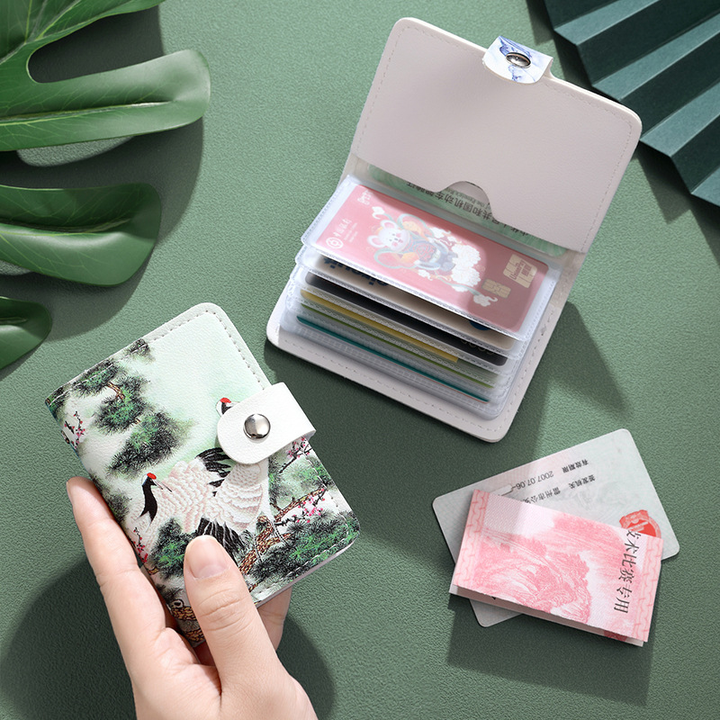 Bolsa de tarjetas antirrobo de pintura al óleo de estilo nuevo certificado de tarjeta de gran capacidad ultra delgada desmagnetizante bolsa de tarjetas bancarias