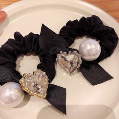 2023年新款東大門高端髮飾愛心珍珠大腸發圈女馬尾發繩扎丸子頭飾