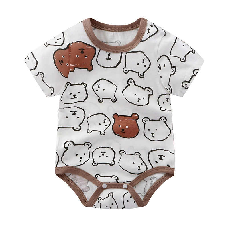 Short-Sleeve Baby Romper Summer Bodysuit, Newborn Girls, Thin Lightweight, 59–90 cm