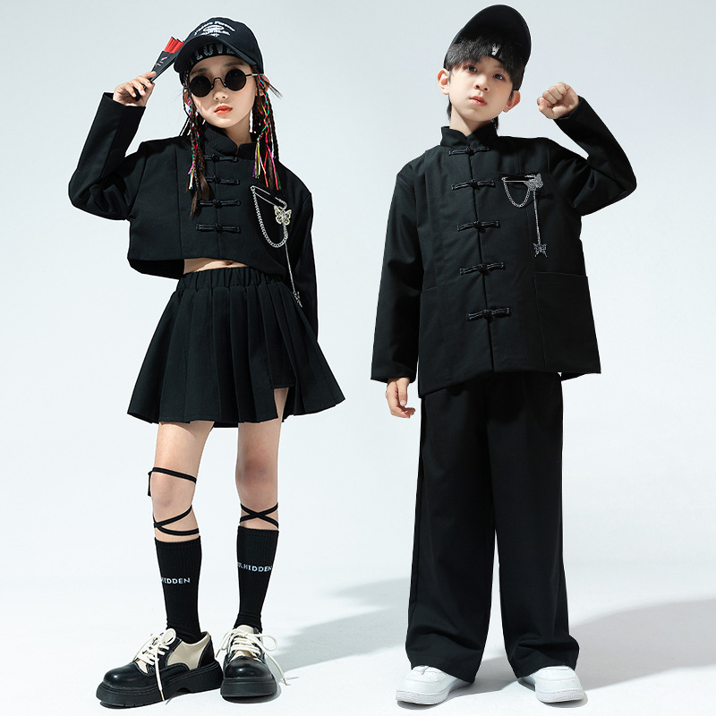 Children's Street Dance Fashion Clothes Children's Chinese Ancient Costume Boys And Girls Hip-hop Suits Girls Jazz Dance Short Skirt Performance Clothes