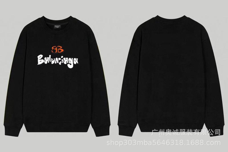 国境を越えた貿易 B's 24ss 秋 BB's ロゴプリント スウェットシャツ 380g コーマ綿二重糸 メンズ レディース スウェットシャツ|undefined
