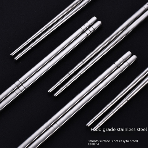 304 stainless steel slip-resistant and heat-insulating six-ring square round restaurant household food-grade chopsticks for students and canteens