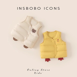 Down Vest Baby Baby Vest 90 White Duck down Autumn and Winter Style Baby Girl Winter Clothing New Baby Boy Winter Liner Trend