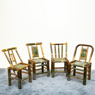 A18 Bamboo Chair Back Chair Home Old-Fashioned Bamboo Chair Hand-Woven Rattan Chair Balcony Bamboo Stool Small Square Stool
