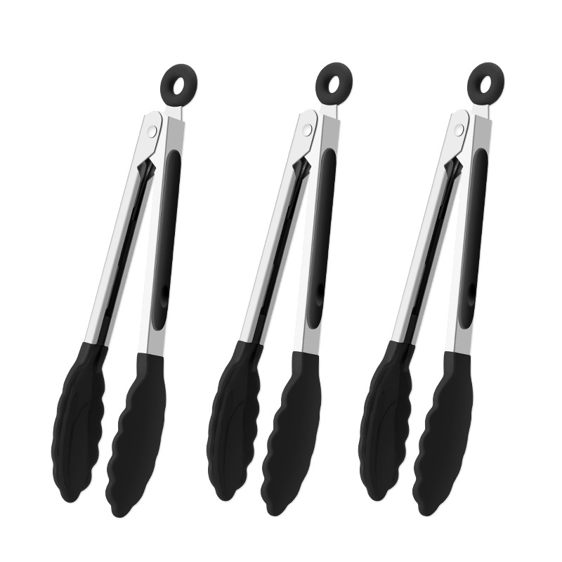 Pinzas para comida americana, pinzas para alimentos antiescaldantes, pinzas para barbacoa de acero inoxidable, pinzas para barbacoa, pinzas para carne frita, utensilios de cocina