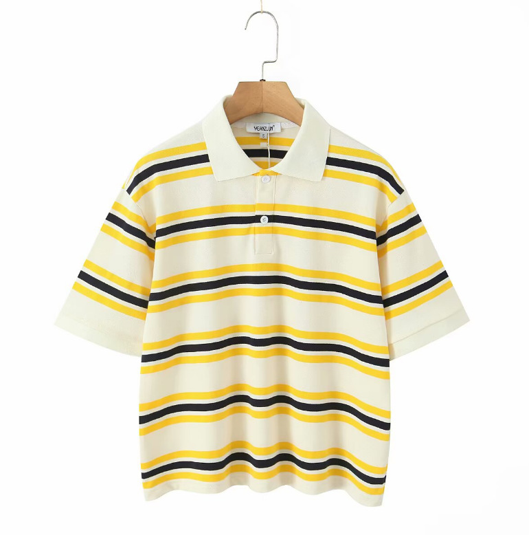 Damen T-shirt Mit Streifen Und Low Waist Shorts Set_voghion.com