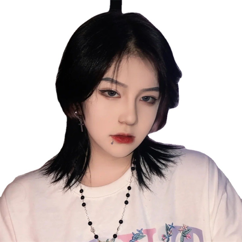 Cola de lobo peluca Pelo Corto hembra red sol serie Mullet cabeza hombres y mujeres pueden usar Guerrero cabeza peluca cabeza cubierta hombres fábrica al por mayor