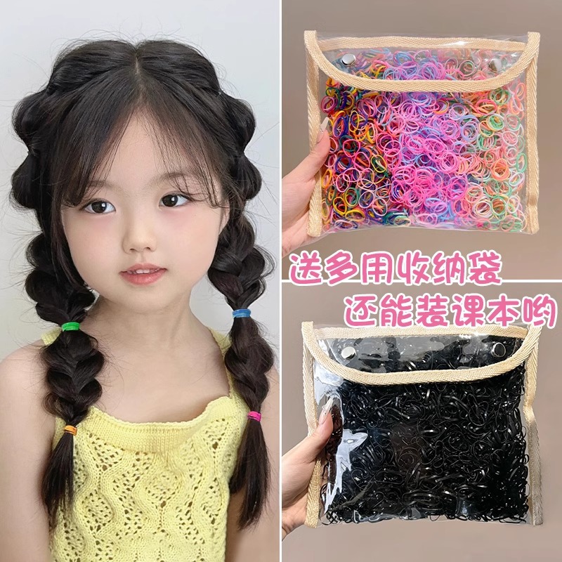 Pequeña banda de goma para mujeres, cabello grueso y grueso, anillo de pelo para niños, banda de goma desechable, anillo de goma negro duradero, alta elasticidad