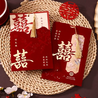 结婚高档请帖批发创意镂空丝绒流苏烫金喜帖定婚邀请函厂家直销