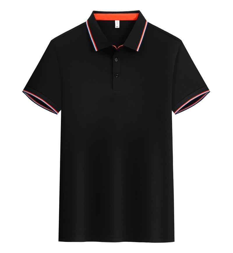 Customized Logo 200g High Elastic Silk Imitation Cotton Color Matching Secondary Collar Polo Shirt Z15-99202 Black White Red