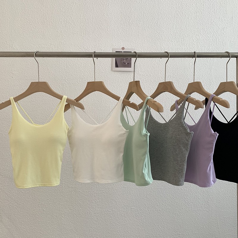 Summer fitted tank top, top with cups