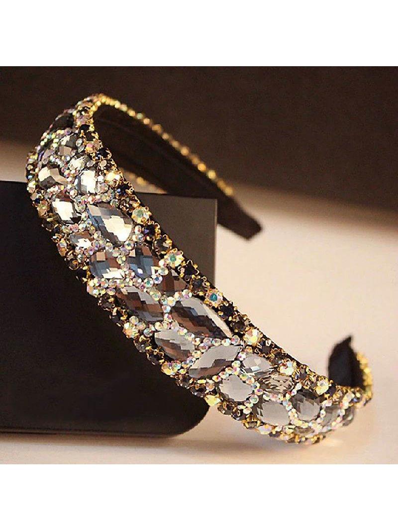 Korean Fashion Luxury Sparkly Gray Crystal Bridal Hairband S