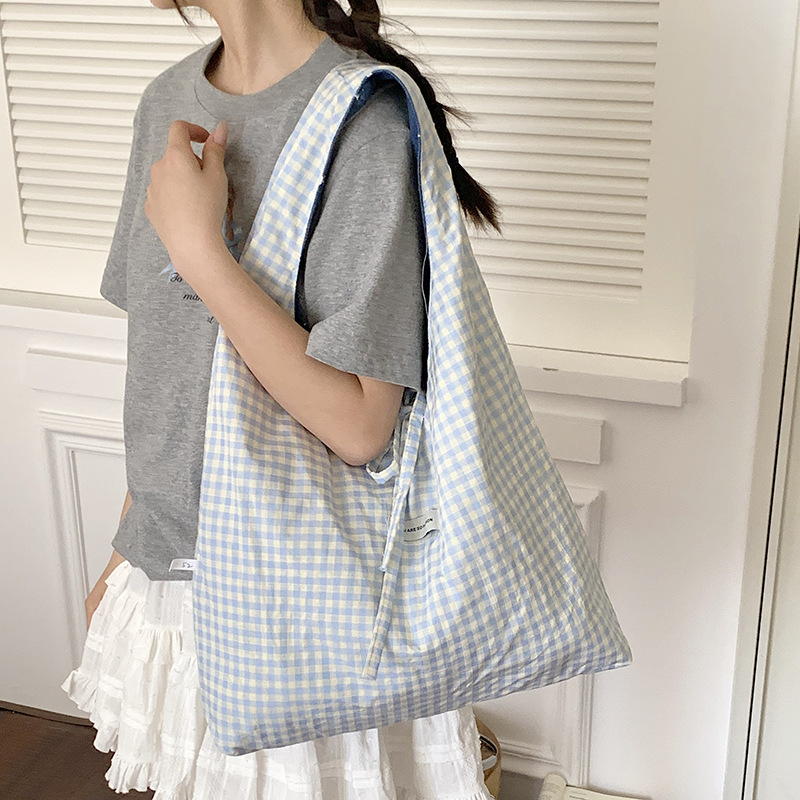 Verano nuevo estilo coreano bolso de tote fresco de lazo bolso de nylon bolso diario de gran capacidad bolso de viaje de estilo de mujer