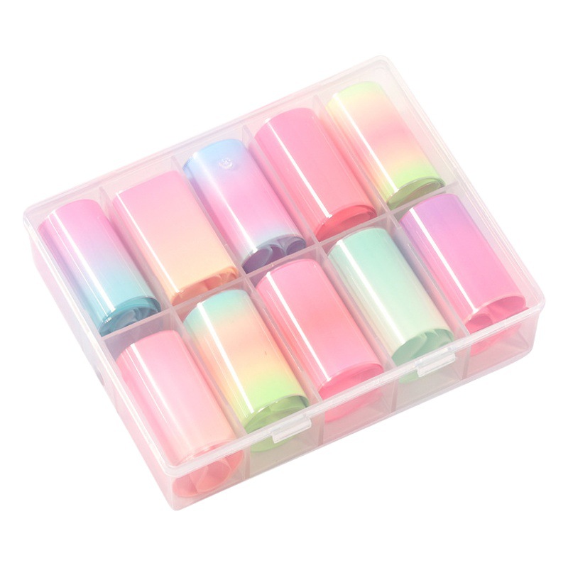 Transfronterizo especial manicura fluorescente cielo estrellado papel colorido gradiente caramelo color fluorescente cielo estrellado papel de transferencia 4*100cm