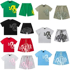 美潮Syna World街頭ヒップホップドリル風発泡プリントゆるい半袖tシャツカジュアルパンツセット