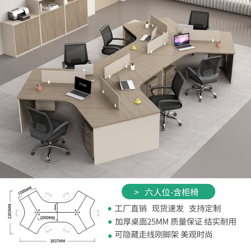 电脑职员桌3/5/6人工位异型简约现代屏风隔断办公室财务组合桌椅|undefined
