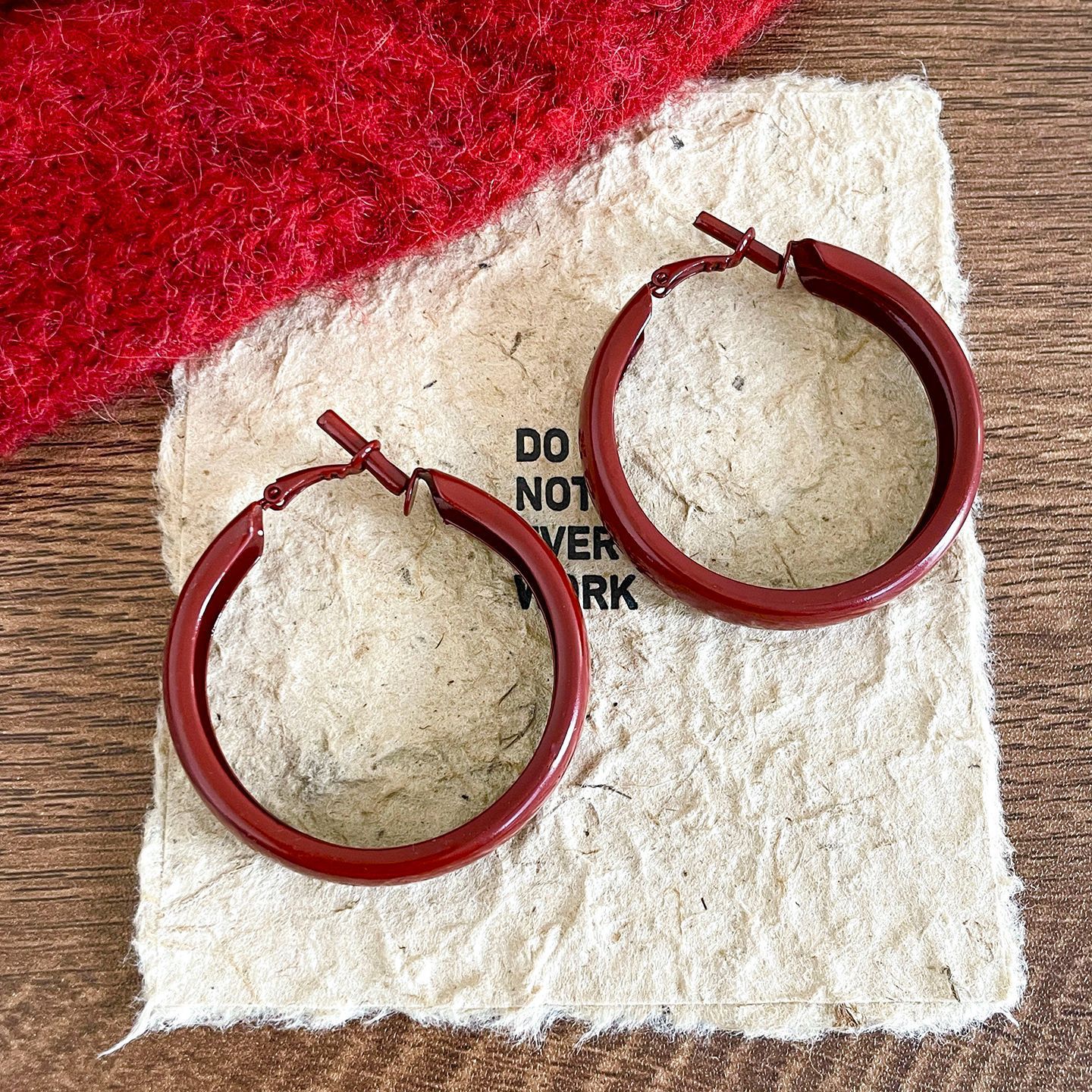 4 # 앵커 레드 와이드 이어링 5cm