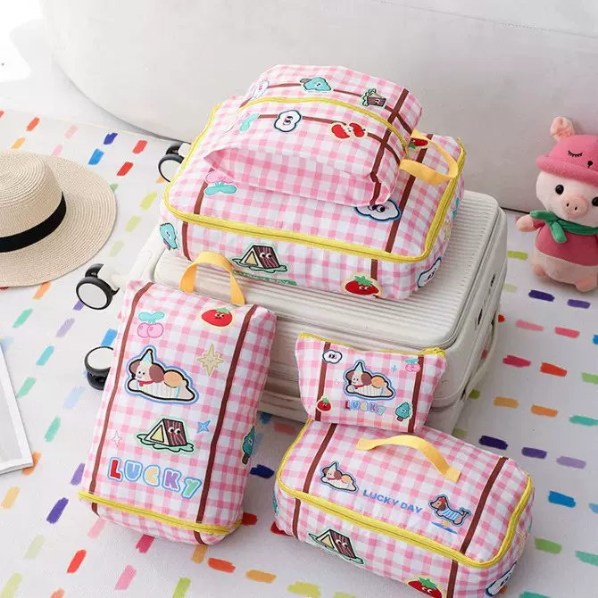 现货旅行收纳套装衣物行李箱收纳包便携出差衣物包包鞋收纳五件套