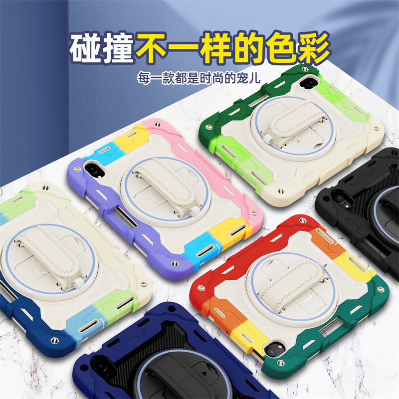 Suitable for iPad Mini6 2021 Colorful Silicone Tablet Case Strap Hand Strap Rotating Stand Air5 Protective Case Suitable for iPad Mini6 2021 Colorful Silicone Tablet Case Strap Hand Strap Rotating Stand Air5 Protective Case