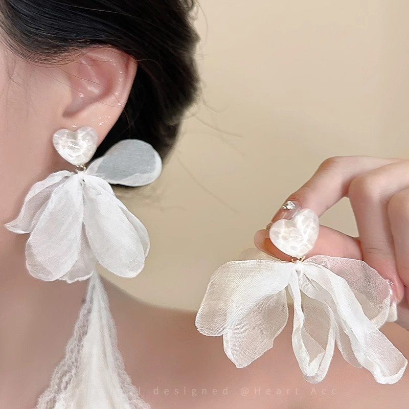 White love petal earrings