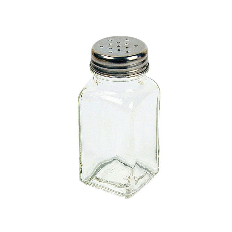 Botella de condimento de vidrio cuadrada, lata de espolvoreo de pimienta, suministros de cocina, lata de condimento de vidrio transparente, botella de condimento con agujeros