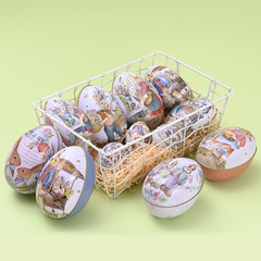 豪贝新作 イースターデコレーション用品 イースター ブリキの卵 カラフルなウサギのブリキの卵 キャンディーエッグシェル