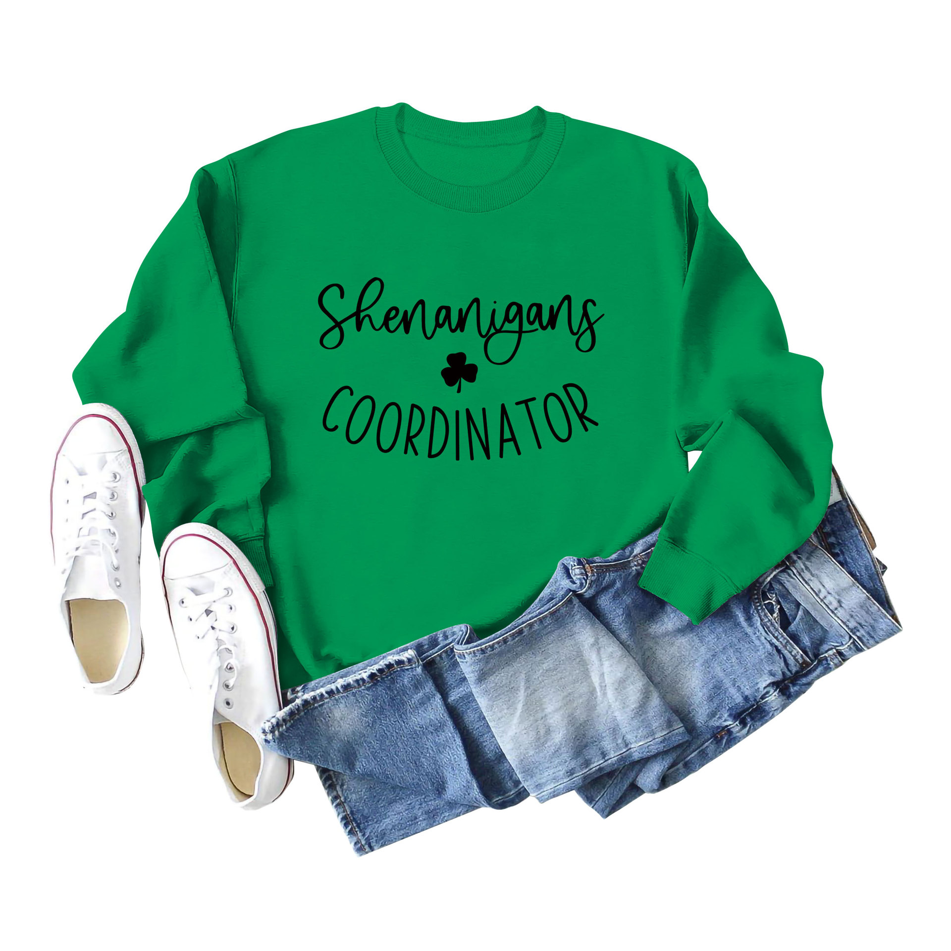 420g Weight Long Sleeve Sleeve Length Pullovers Placket Type Regular Sleeve Sleeve Type Cotton Fabric Type Regular Top Length Hoodie Tops Type Daily Occasion Round Neck Neckline Loose Fit Type St. Patrick Festival Shamrock, Letter Pattern Spring, Autumn Season Women's Gender Casual, Streetwear Style Women's Hoodies Long Sleeve Casual Streetwear Shamrock Letter 25