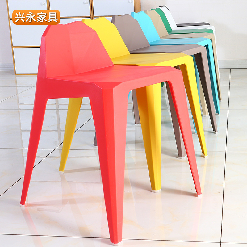 One-Piece Molded Thickened Plastic Dining Chair, Restaurant Waiting Chair, Designer Creative and Stylish Stackable Chair with Backrest