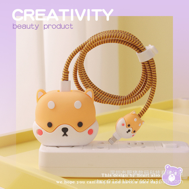 Nuevo cable de datos de dibujos animados cubierta protectora adecuado para Apple carga rápida cabeza 18/20W carga cabeza cubierta protectora Winder