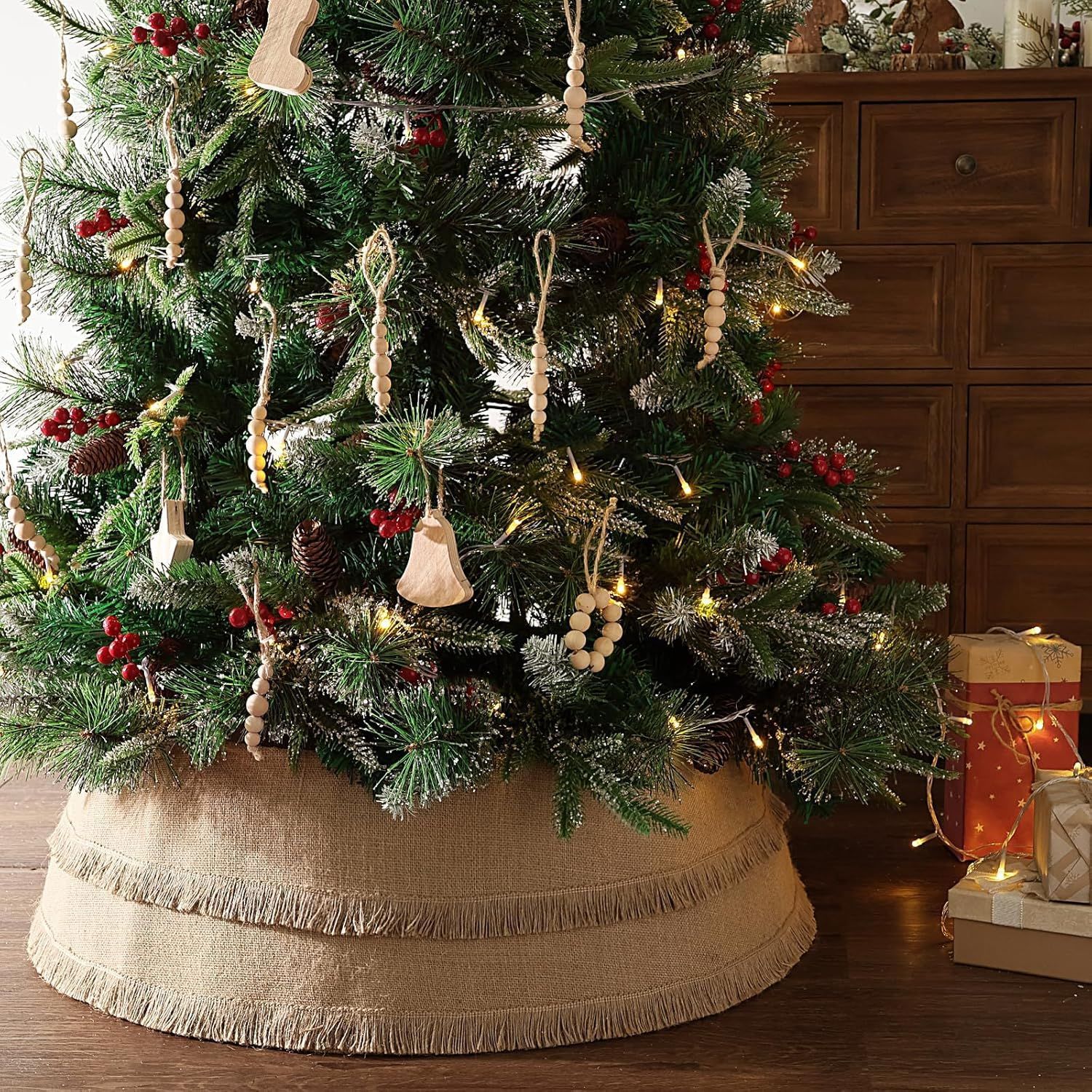 Navidad transfronteriza algodón lino falda de árbol abrazadera ajustable decoración del árbol de Navidad decoración del árbol de Navidad