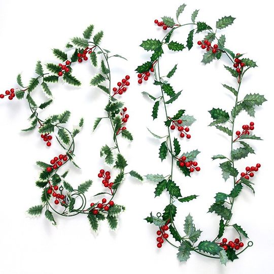 Christmas Atmosphere Decoration Home Decoration Simulated Red Fruit Rattan Pendant Scandinavian Wall Hanging Festive Atmosphere Decorative Rattan