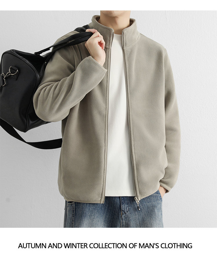 Cardigan Sweater Spring And Autumn New Thickened Warm Fleece Casual Stand-up Jacket_viptrois.com
