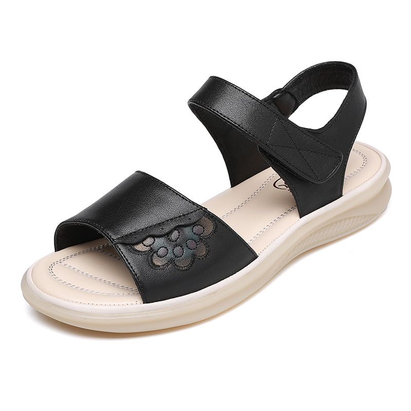 C4658 1280K GIÀY DÉP SANDAL NỮ RUITDT ĐẾ MỀM MÙA HÈ TRUNG NIÊN PHỤC CỔ CỔ ĐIỂN HỌA TIẾT HOA GIÀY DÉP NỮ DA BÒ G04 SẢN PHẨM MỚI