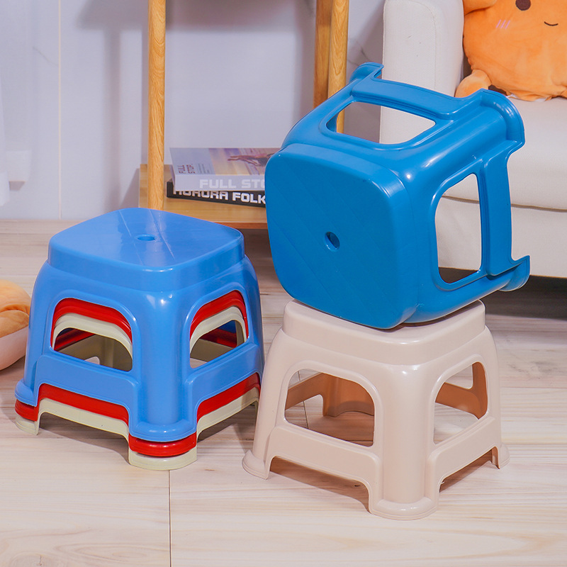 Home-use plastic stool with thickened simple plastic square stool, rubber plastic small round stool, home-use stool, shoe-changing stool