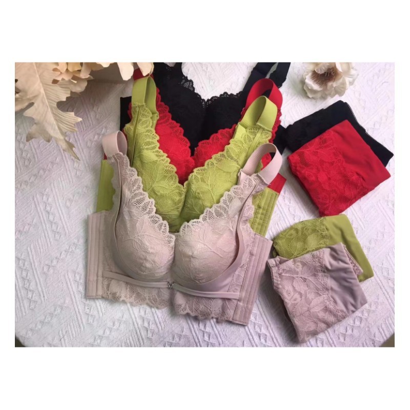 New red birth year underwear women's bamboo charcoal fiber medium thick small chest push up side breast adjustment bra