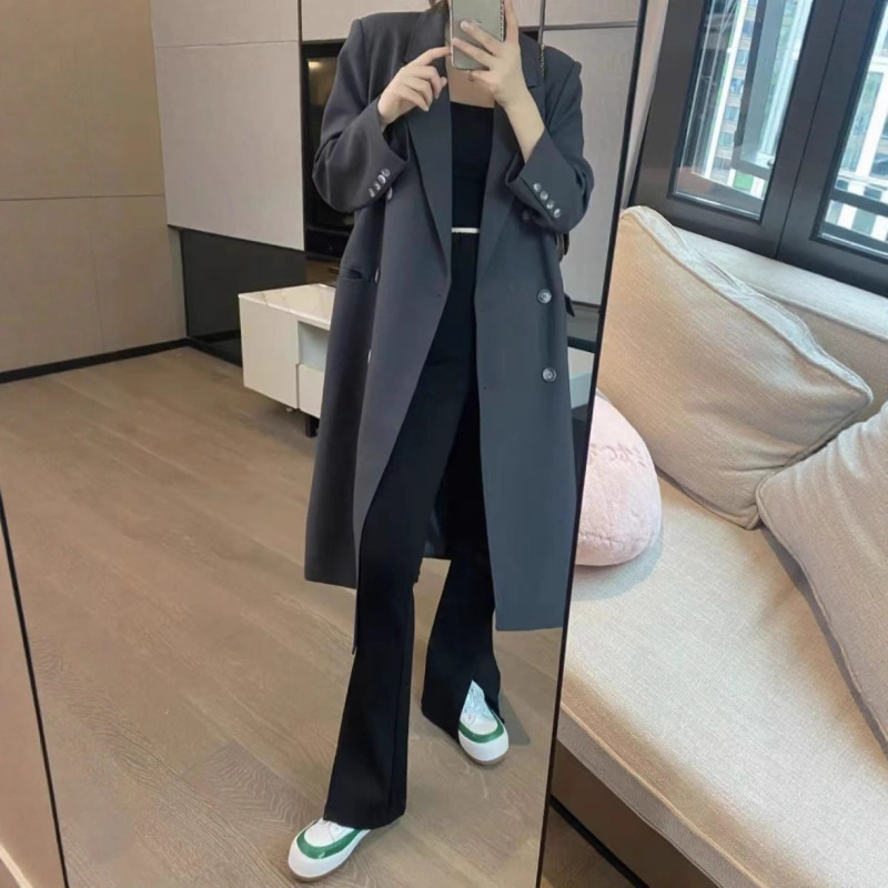 高级感长款西装风衣外套女春秋新款韩版西服上衣英伦风休闲大衣|undefined
