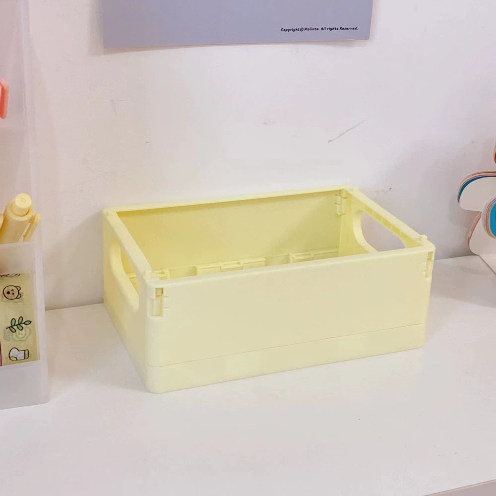 Foldable plastic storage box, table organizer 25.4×16.6×2.1 cm, lightweight multipurpose
