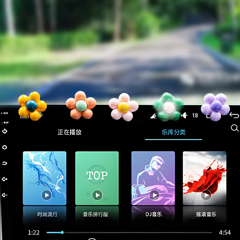 2024 nuevas celebridades de Internet sacudiendo la cabeza, flores de arco iris, lindos adornos de automóviles, consola central de coche, joyas de girasol, swing