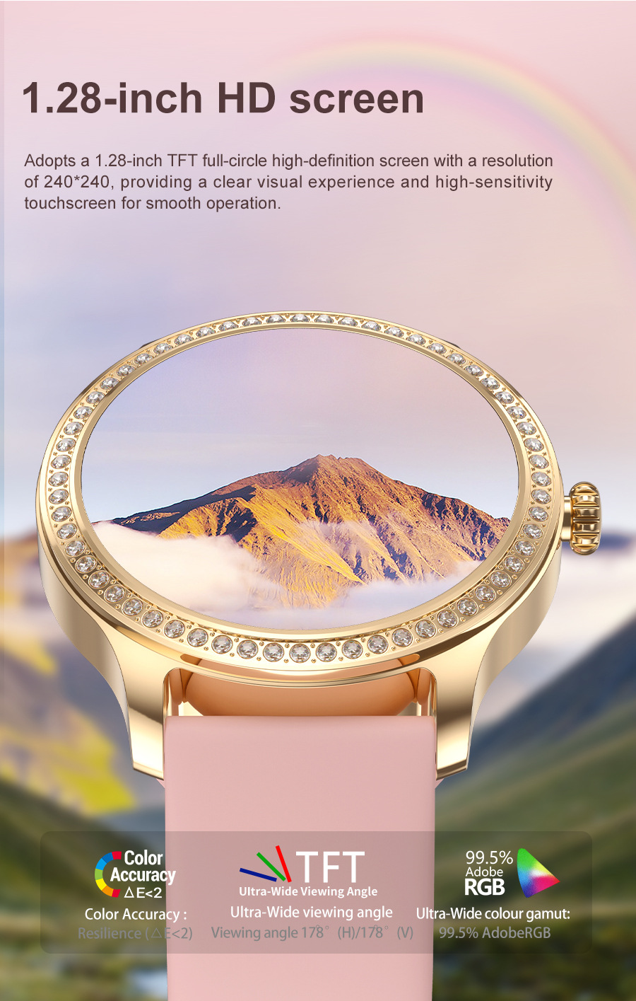 LW105 Smart Watch, donna 1,25 pollici Bluetooth chiamata cuore_voghion.com