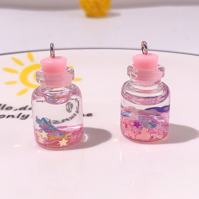 Nuevo acrílico polvo flash botella de deriva DIY accesorios botella de deriva creativa caja de teléfono móvil material de llavero aretes