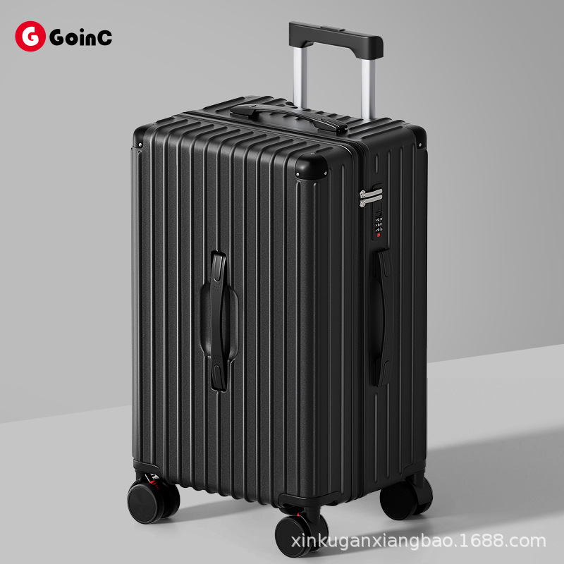 Maleta de color de contraste de gran capacidad, maleta con ruedas multifuncional para mujer, cinco ruedas, compartimento de doble cara de alto valor, maleta con contraseña para hombre