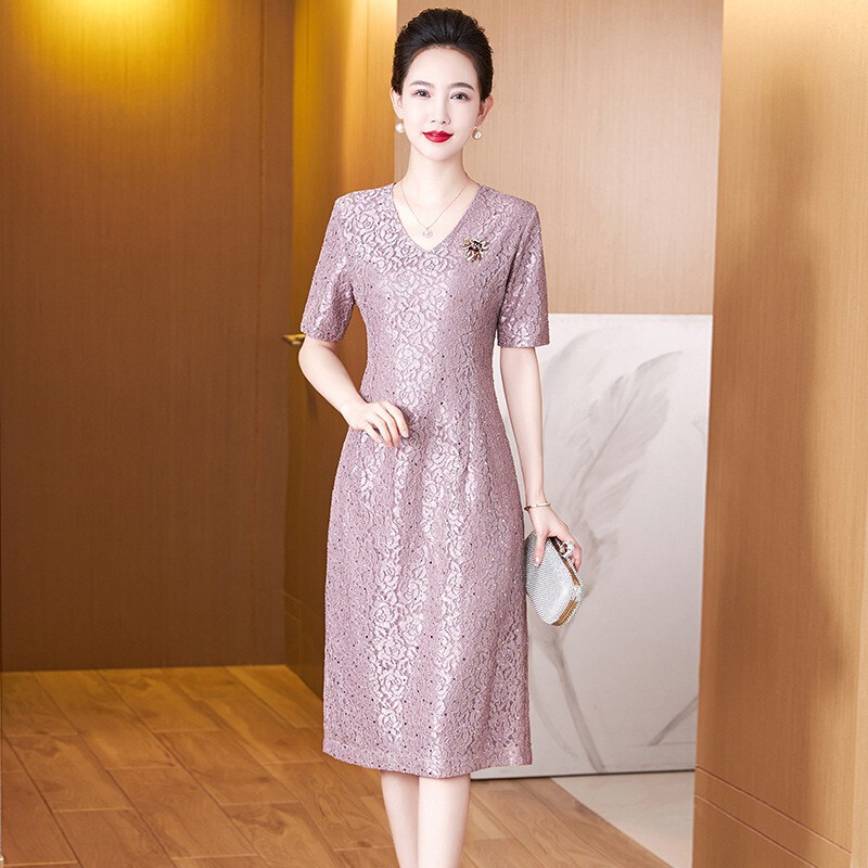 New Summer Wedding Dress for Middle-Aged and Elderly Men, Stylish and High-End Fashion Slim-Fit Dress for Mother-In-Law and Mother New Summer Wedding Dress for Middle-Aged and Elderly Men, Stylish and High-End Fashion Slim-Fit Dress for Mother-In-Law and Mother