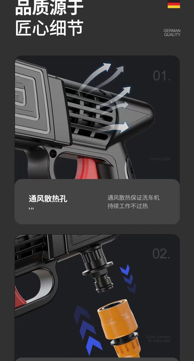 Household lithium battery wireless car washing machine car washing water gun portable high pressure car washing machine car washing gun car washing artifact wholesale