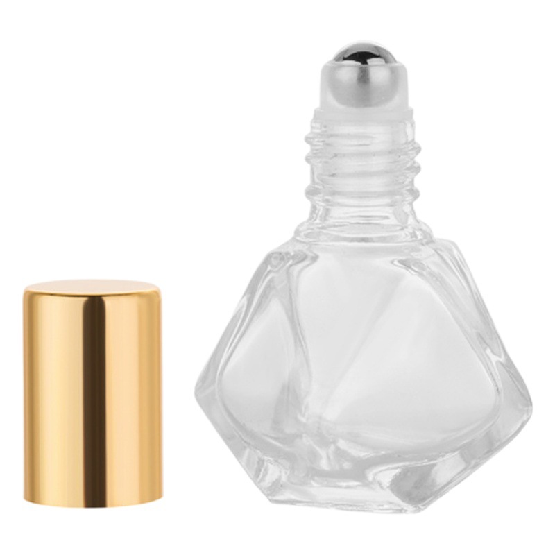 En stock 8ml botella de bola de rodillo de cristal de diamante perlas de perfume botella de aceite esencial perfume cosmético sub-botella