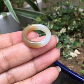 天然新疆和田玉 且末料 糖料 黄口料  直切 玉石 戒指 男女款戒圈