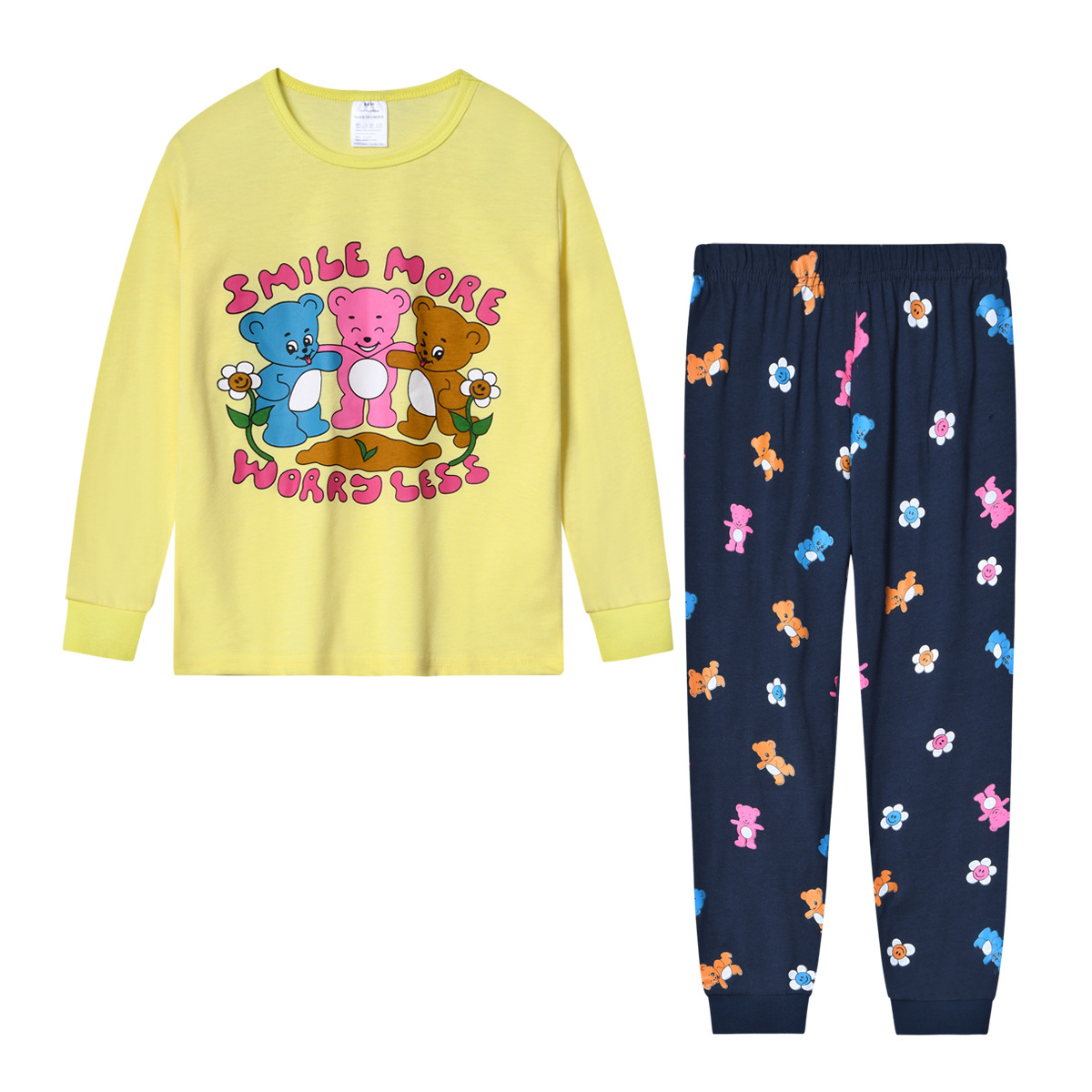 Pijamas para niños de dos piezas de estilo europeo y americano cuello redondo manga larga dibujos animados impreso ropa de aire acondicionado comercio exterior al por mayor ropa para niños grandes