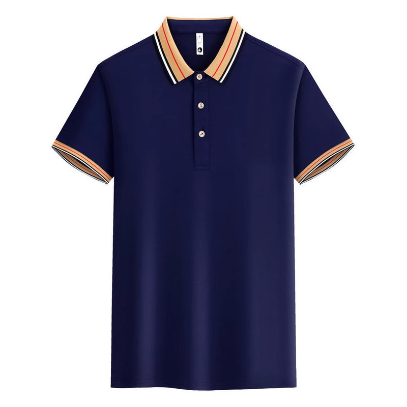 Business Men's Clothing Lenzing Cotton Stretch Pique Burberry Lapel Summer New Style Workwear Printed Logo Short-Sleeve Polo Shirt