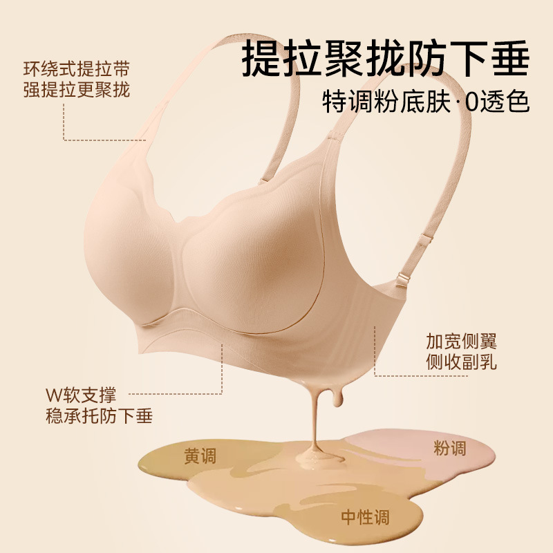 粉底液隐形内衣女士小胸聚拢不空杯收副乳防下垂夏天薄款透气胸罩|undefined