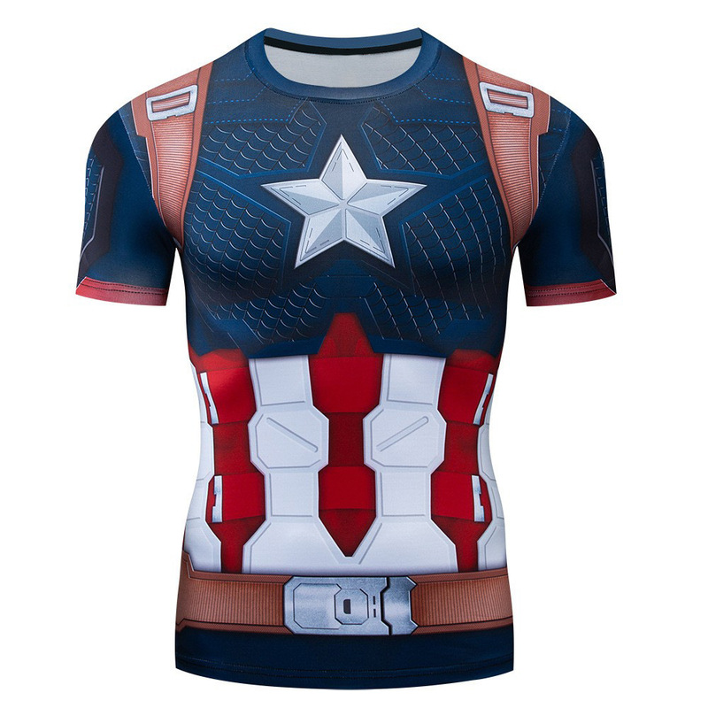 漫威英雄アメリカ隊長服アベンジャーズ4周辺cos同モデル魚鱗戦衣漫威tシャツ|undefined